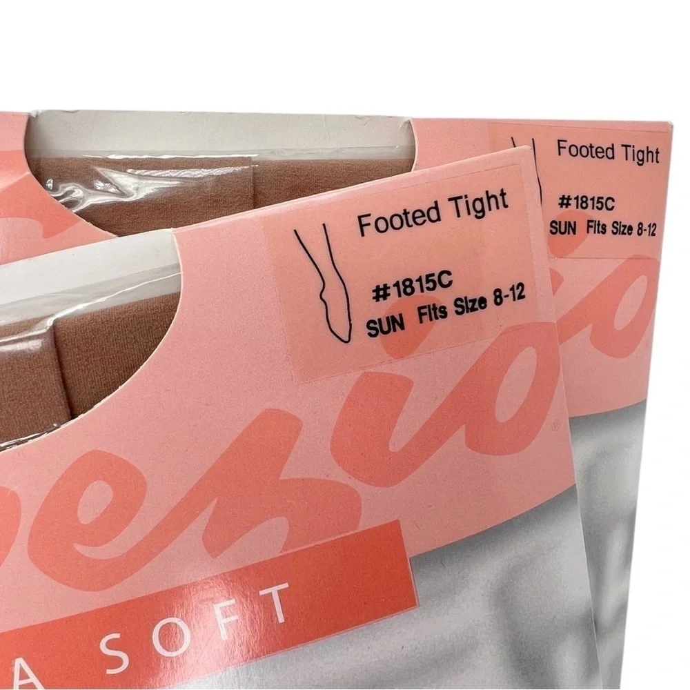 Capezio Ultra Soft Footed Tights Lot of 2 Size 8-12 Suntan Dance New NWT